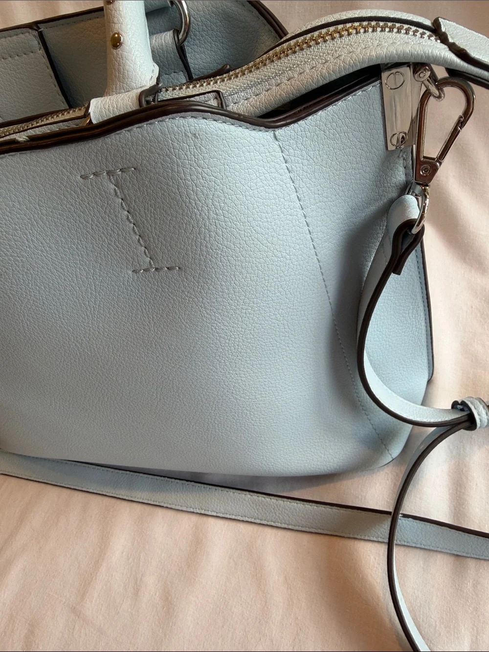 INC International Concepts Light Blue Studded Top-Handle Satchel